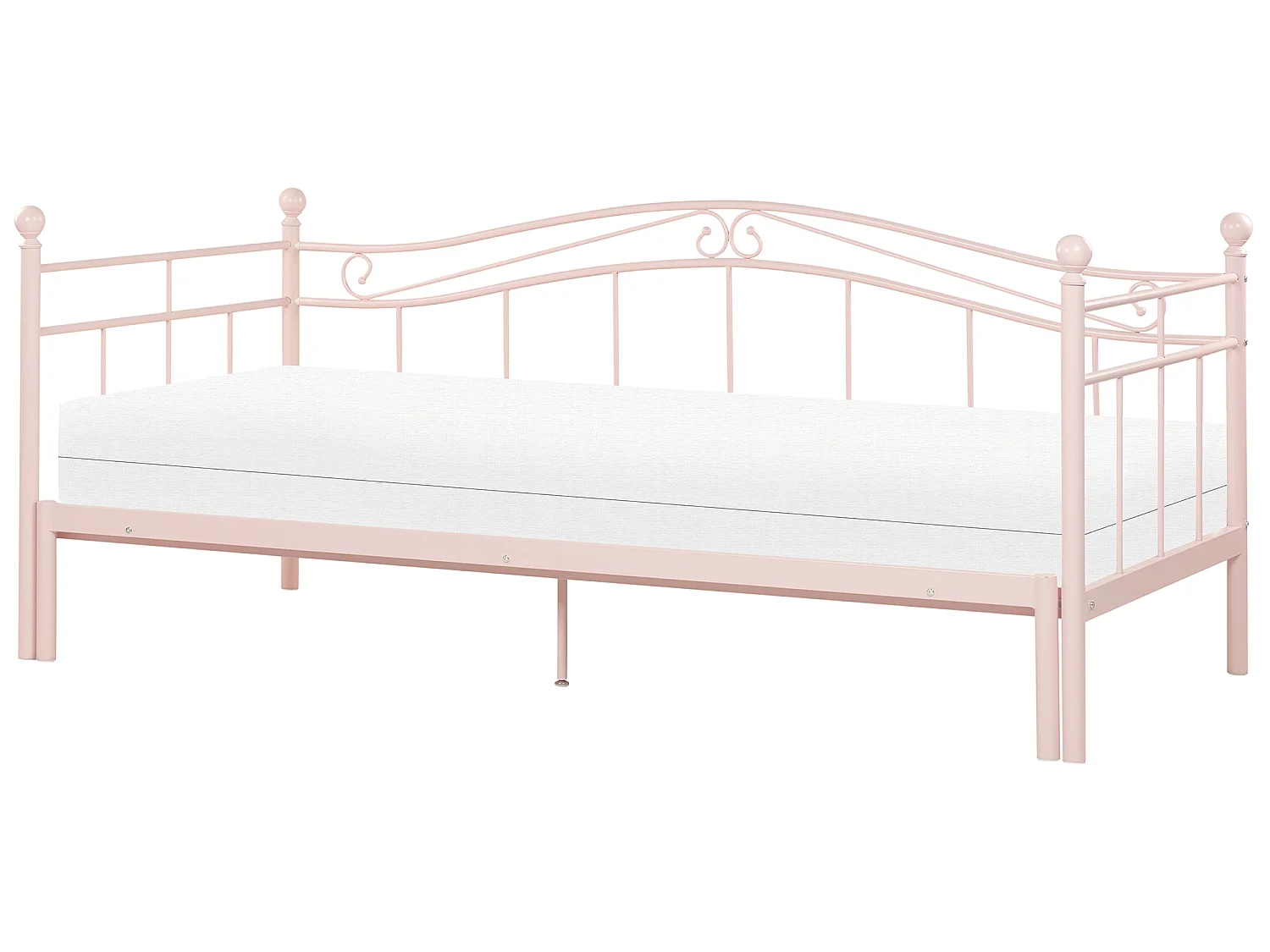 Metallbett ausziehbar pastellrosa Lattenrost 90 x 200 cm TULLE
