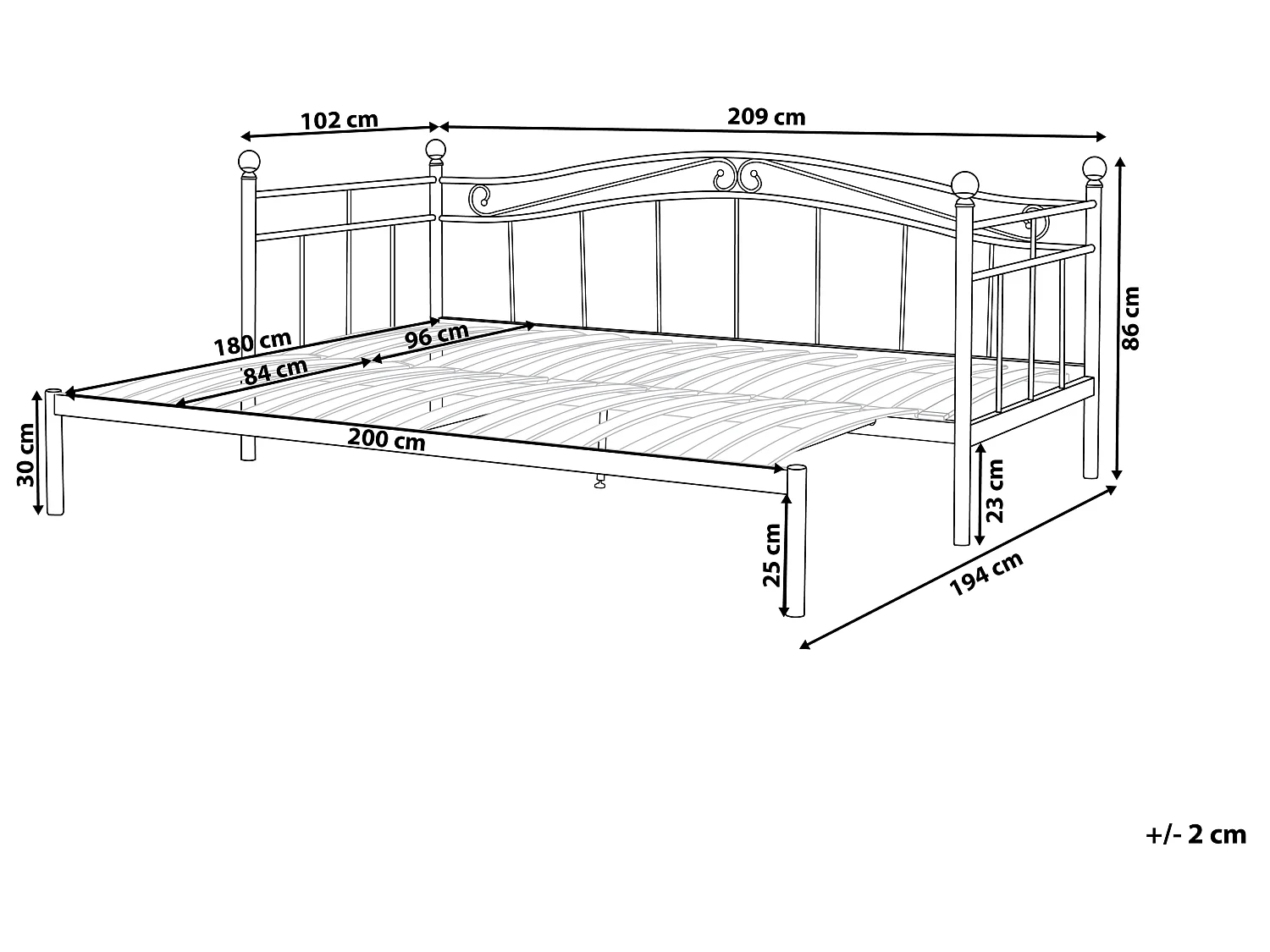 Metallbett ausziehbar pastellrosa Lattenrost 90 x 200 cm TULLE