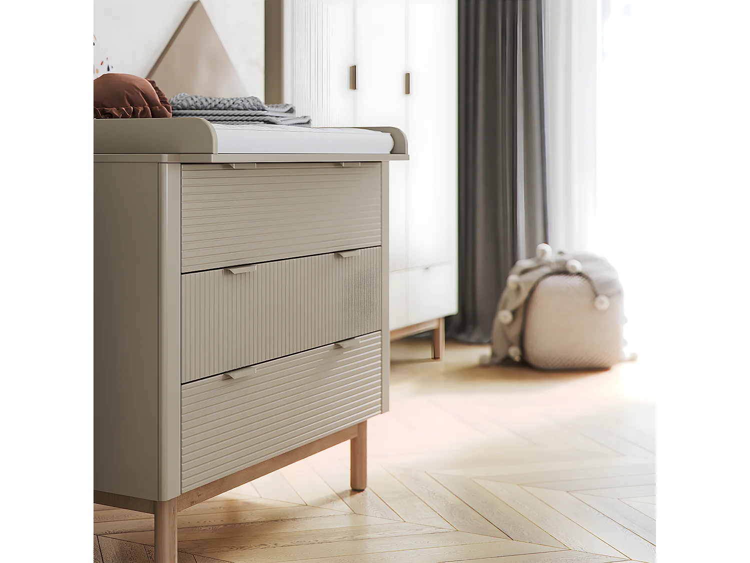 Commode 3 tiroirs Miloo Champagne