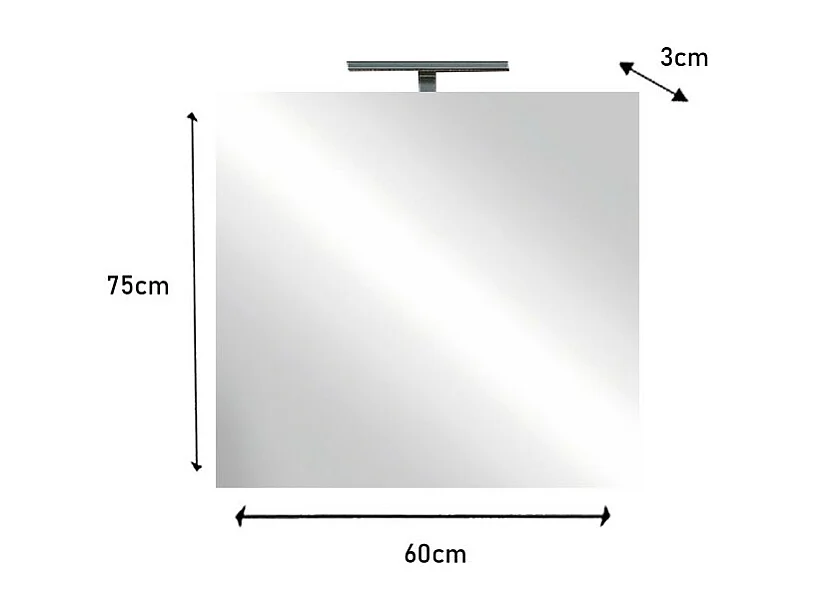 Miroir design KUBRICK – 60x75 cm avec LED – Blanc brillant