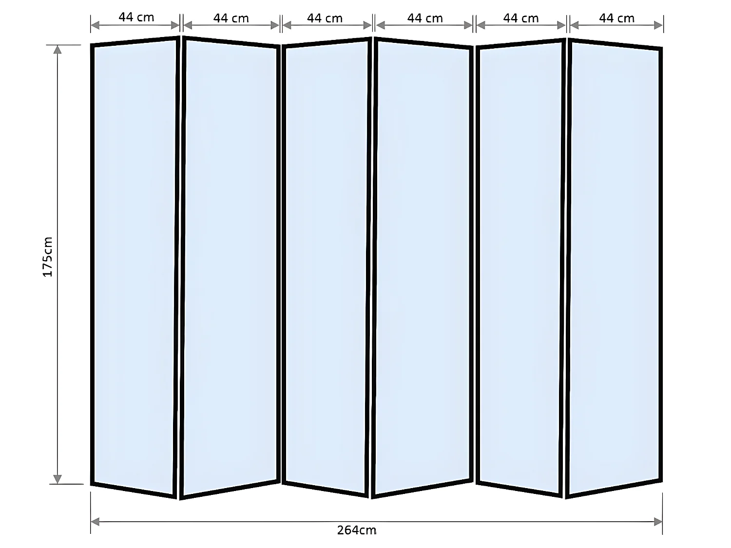 Paravent japonais bois naturel, séparateur de pièce  6 pans - Hauteur 175 cm x Longueur 264 cm