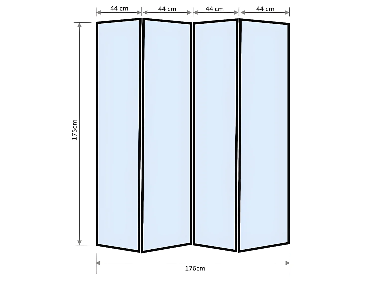 Paravent japonais bois naturel, séparateur de pièce  4 pans - Hauteur 175 cm x Longueur 176 cm