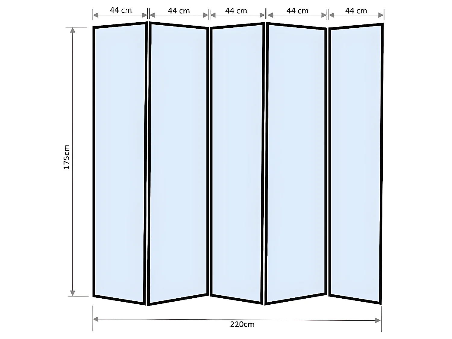 Paravent japonais bois naturel, séparateur de pièce  5 pans - Hauteur 175 cm x Longueur 220 cm