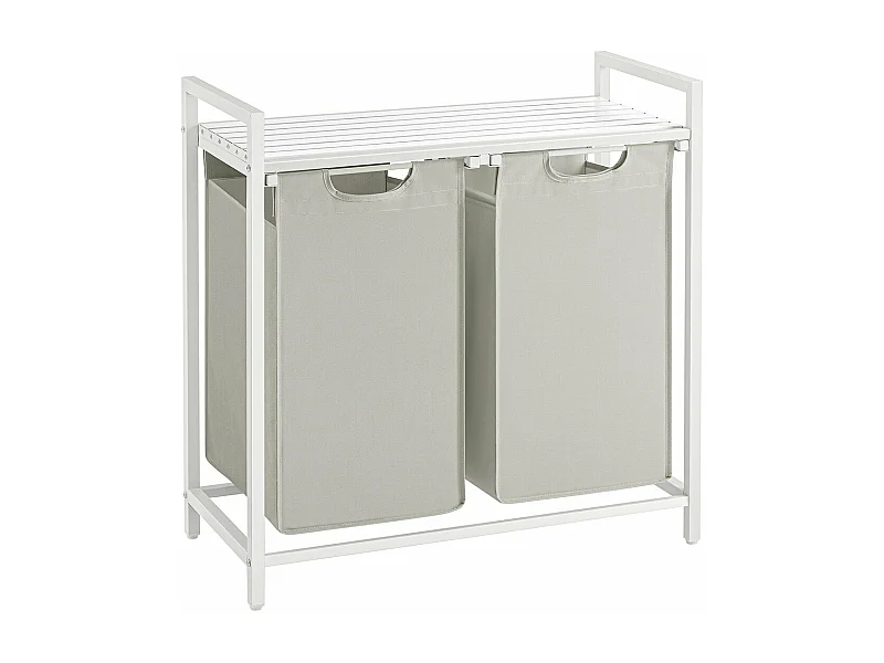 Wäschekorb mit 2 herausziehbaren Fächern, hellgrau - L71 cm