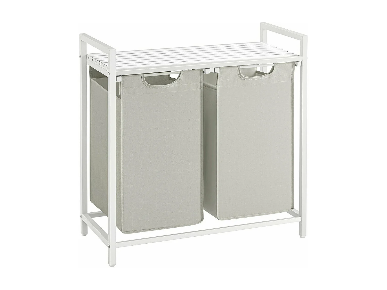 Cesto de ropa con 2 compartimentos deslizantes gris claro - L71 cm