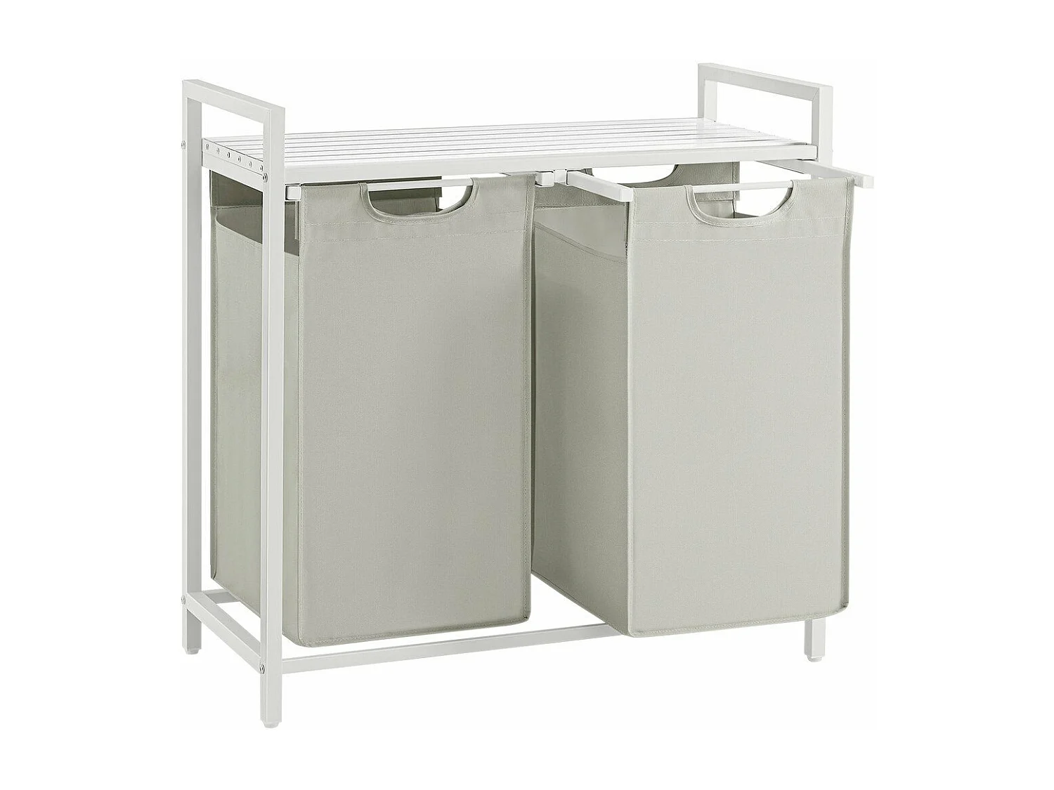 Cesto de ropa con 2 compartimentos deslizantes gris claro - L71 cm