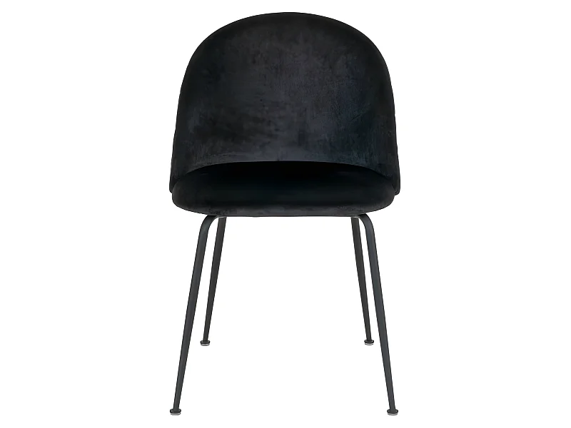 Silla de comedor de terciopelo negro con pies negros