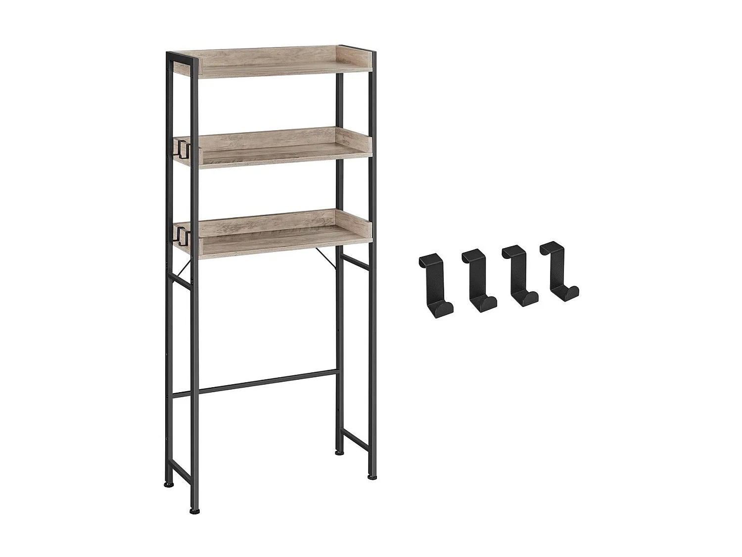 Scaffale ponte WC con 3 ripiani - L63 cm