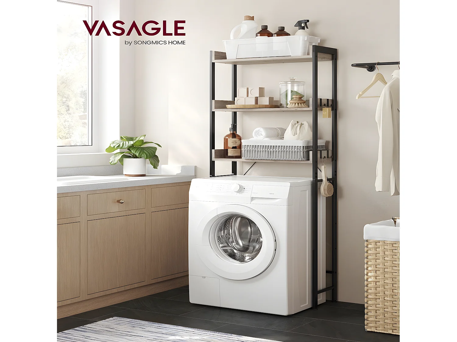 Scaffale ponte WC con 3 ripiani - L63 cm