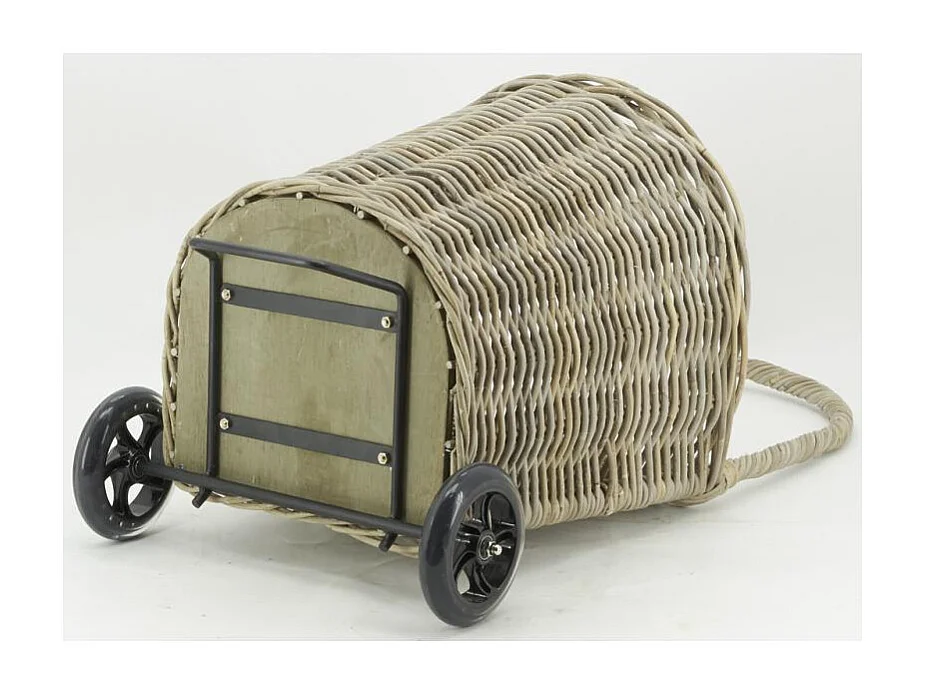 Chariot à bûches en rotin gris Droit