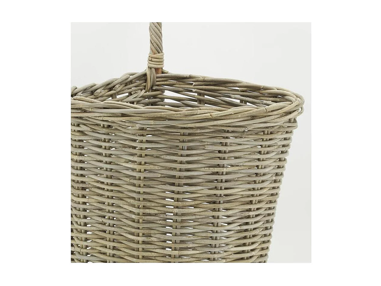 Chariot à bûches en rotin gris Droit