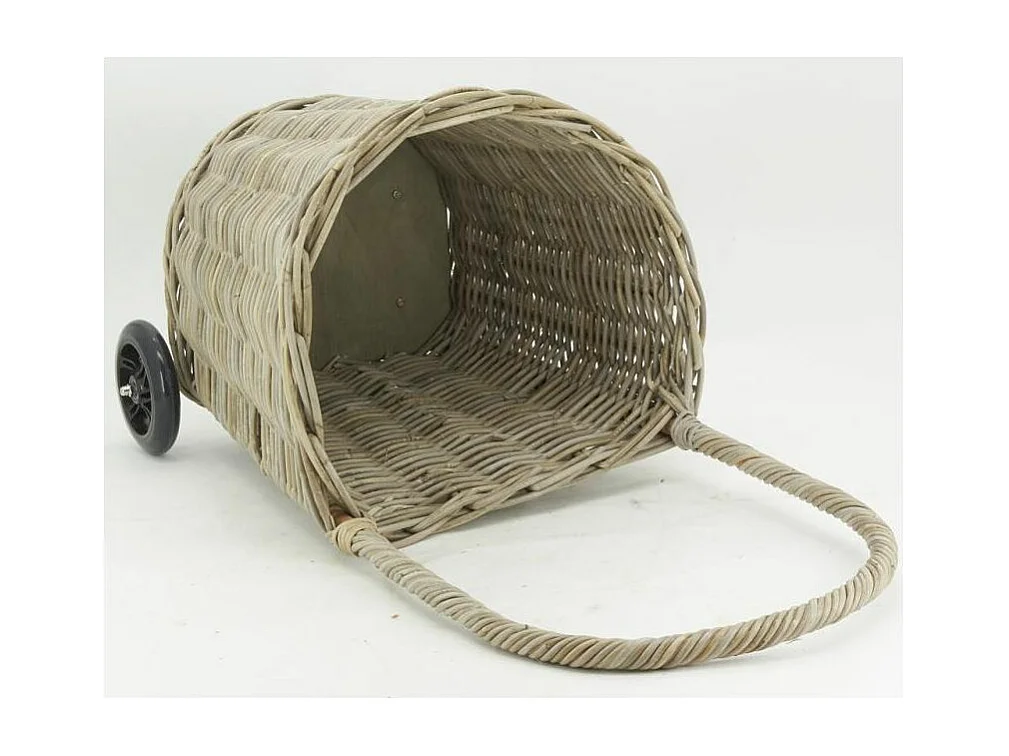 Chariot à bûches en rotin gris Droit