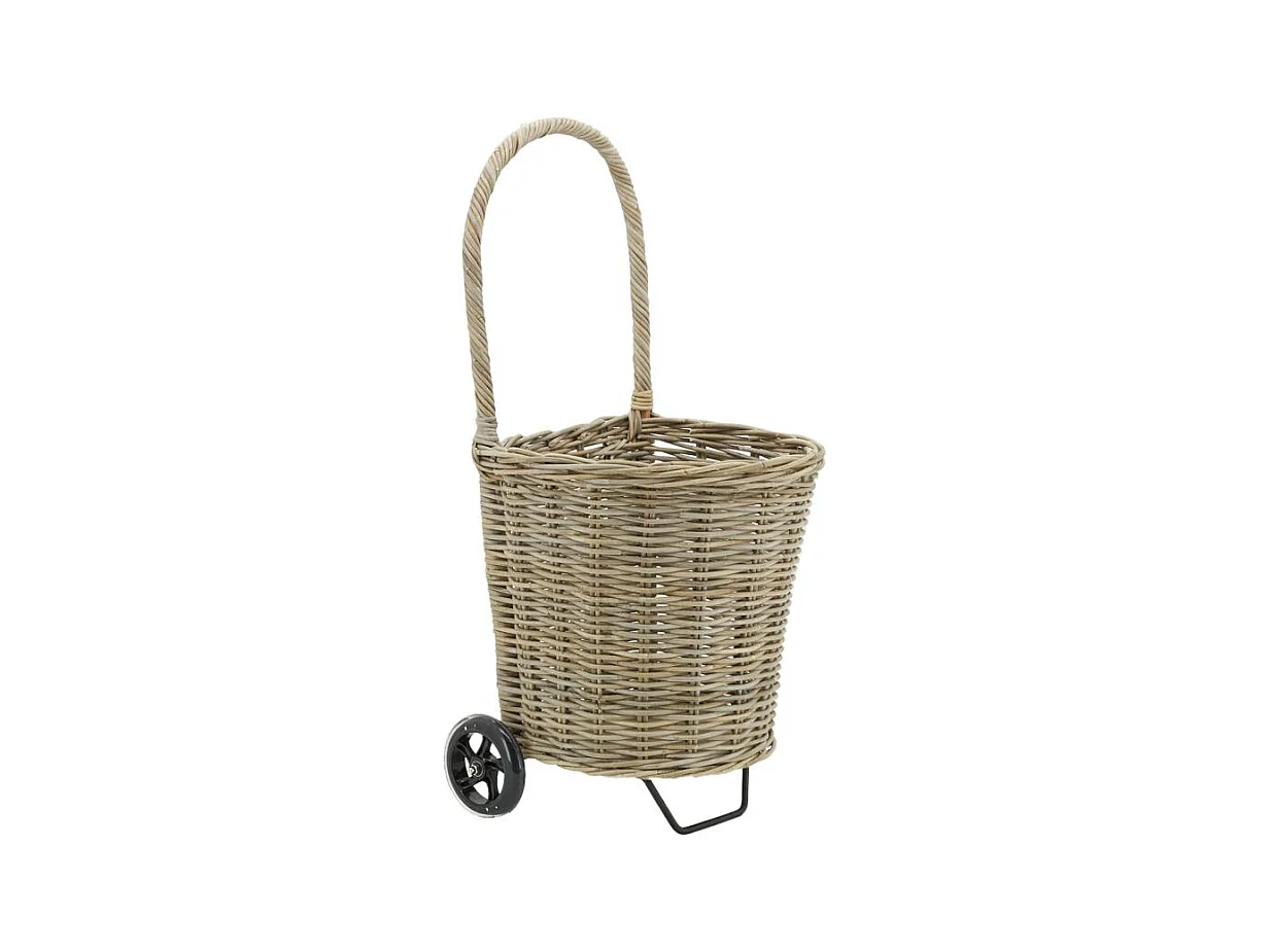 Chariot à bûches en rotin gris Droit
