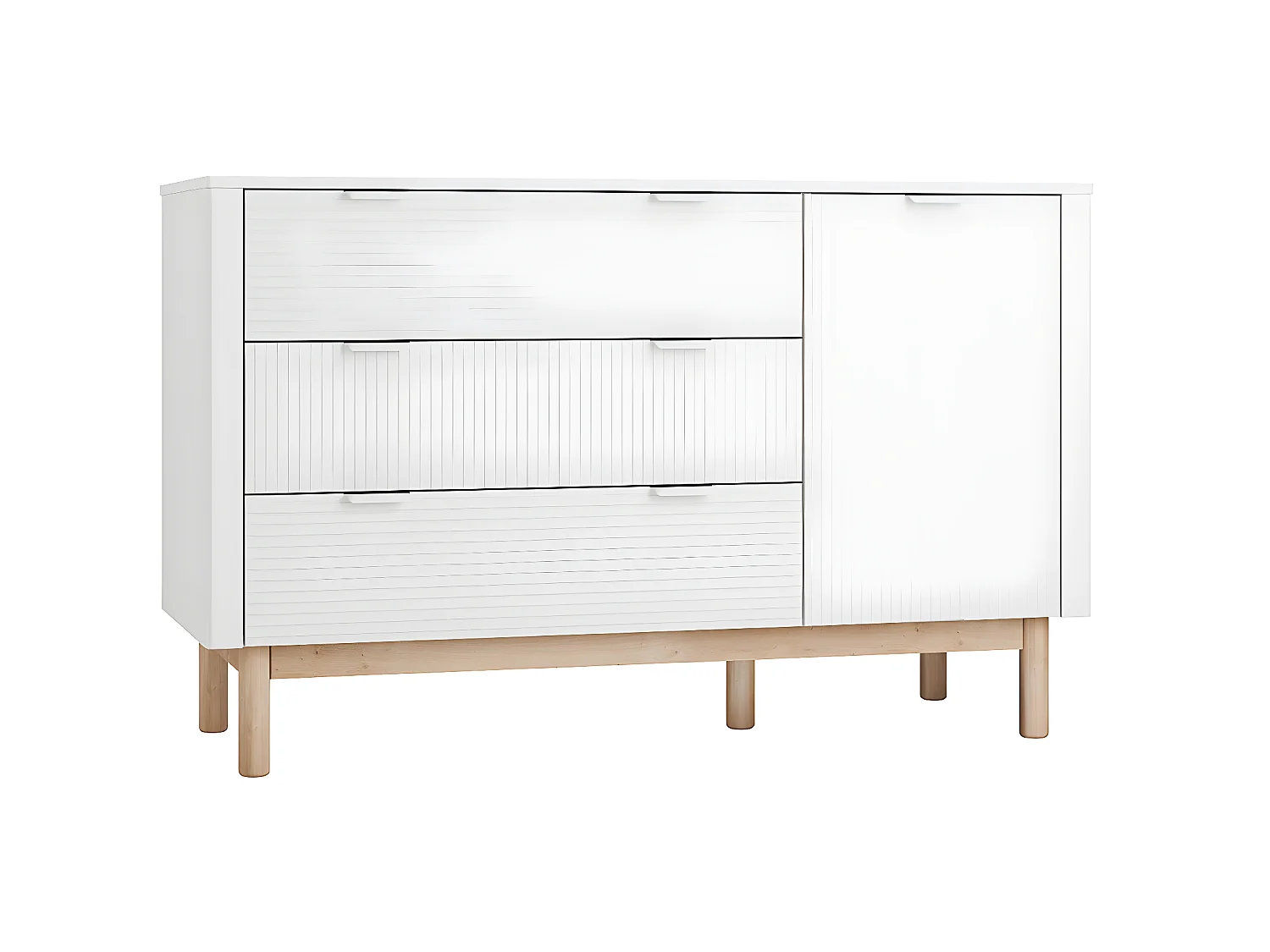 Commode 3 tiroirs 1 porte Miloo Blanc