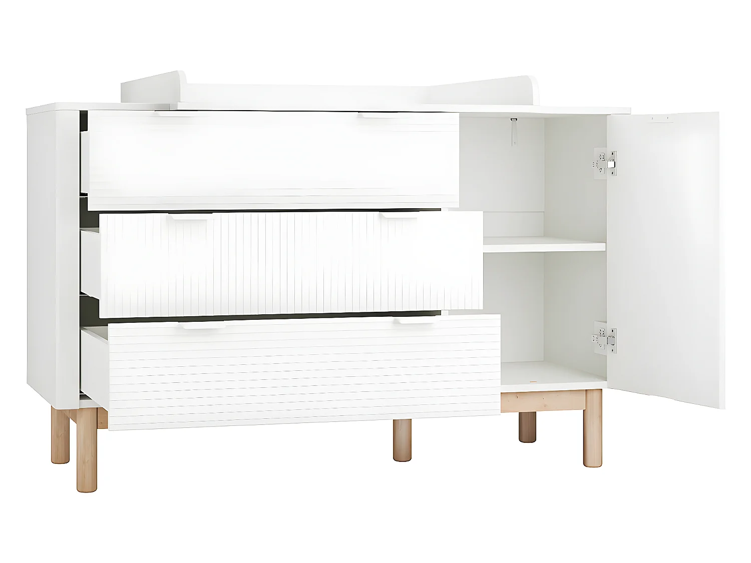 Commode 3 tiroirs 1 porte Miloo Blanc