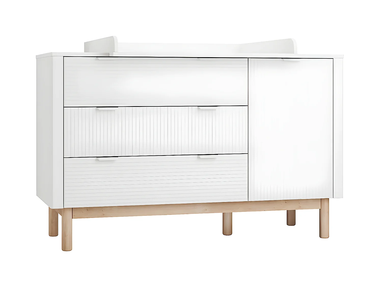 Commode 3 tiroirs 1 porte Miloo Blanc