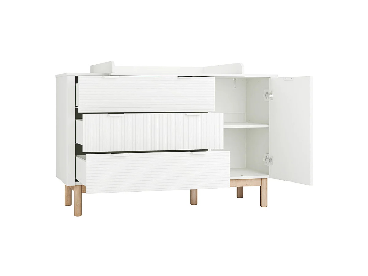 Commode 3 tiroirs 1 porte Miloo Blanc