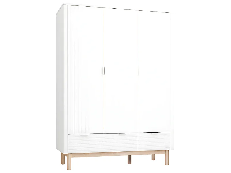 Armoire 3 portes 2 tiroirs Miloo Blanc