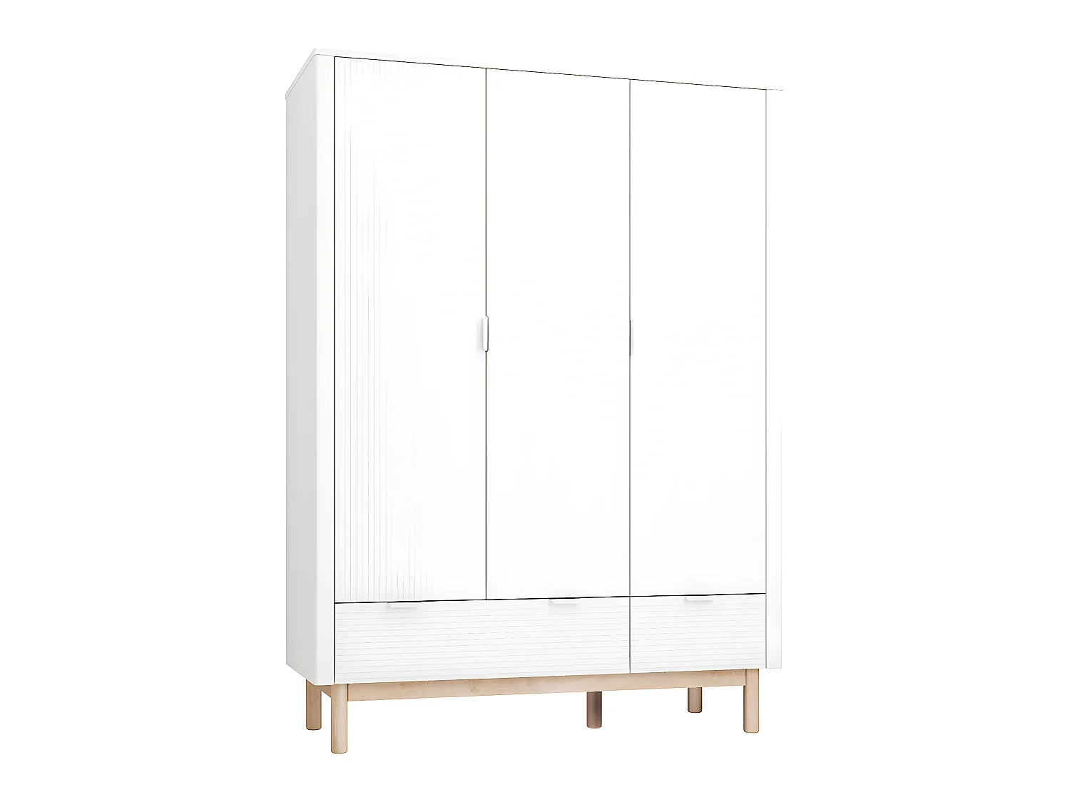 Armoire 3 portes 2 tiroirs Miloo Blanc