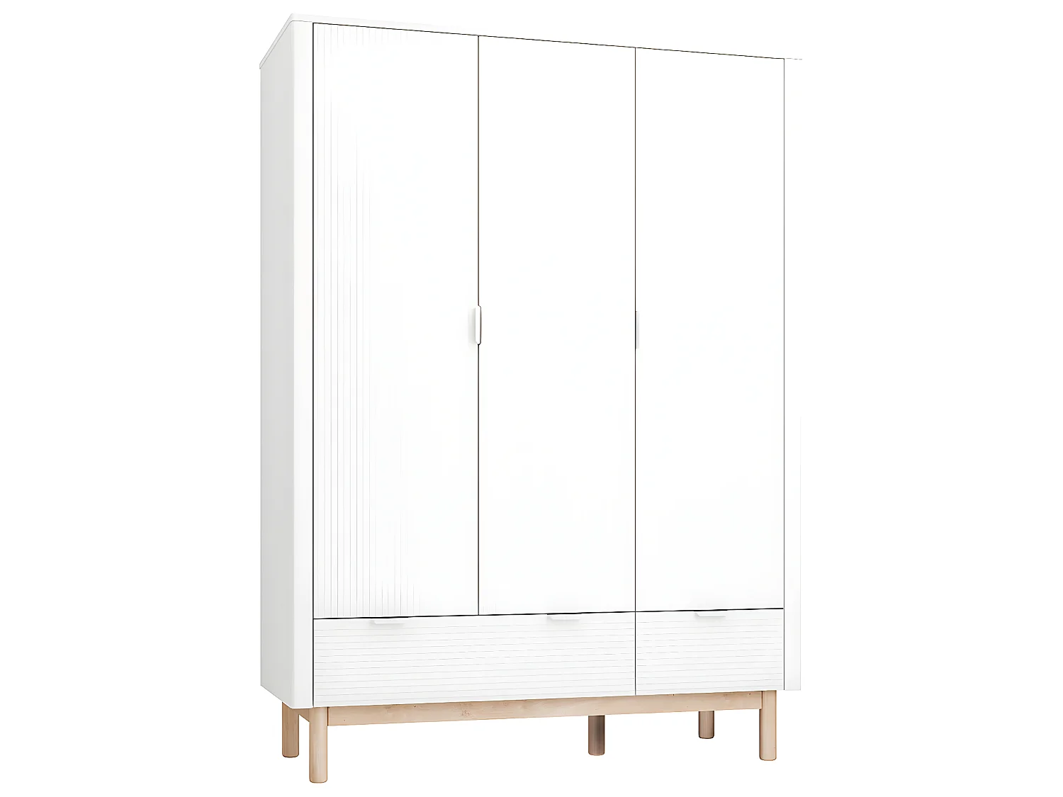 Armoire 3 portes 2 tiroirs Miloo Blanc