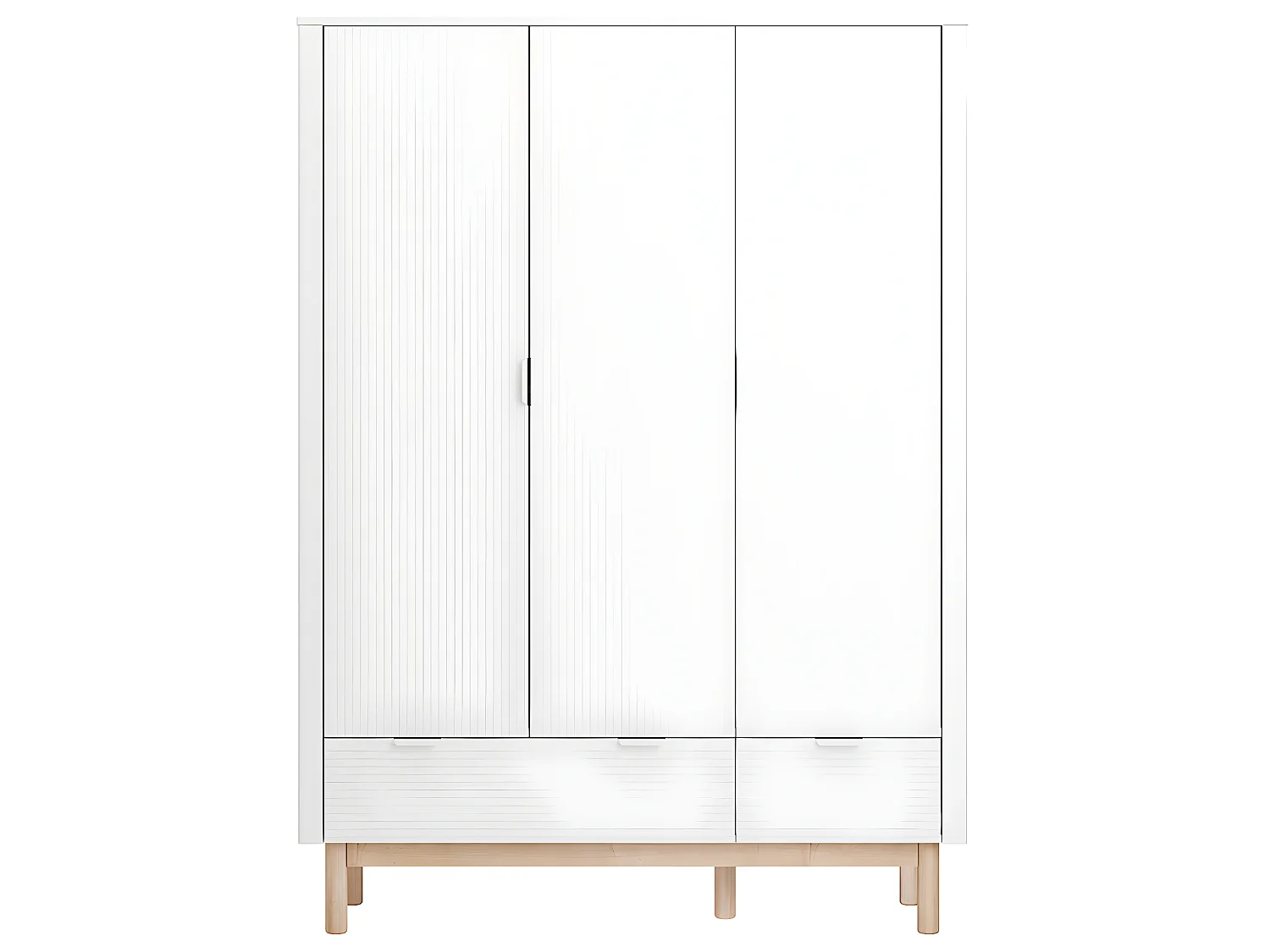 Armoire 3 portes 2 tiroirs Miloo Blanc