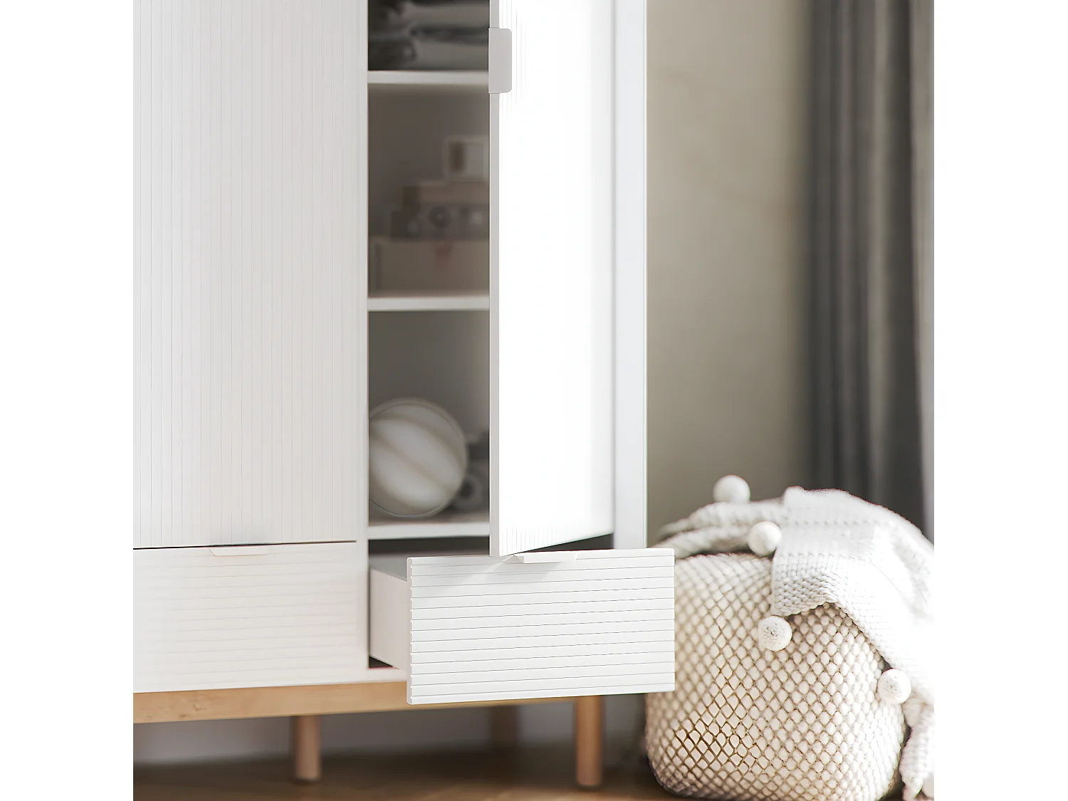 Armoire 2 portes 1 tiroir Miloo Blanc