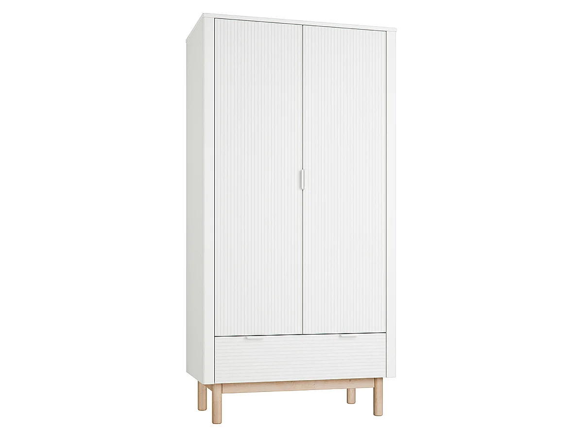 Lit évolutif 60x120 et armoire 2 portes Pinio Miloo Blanc