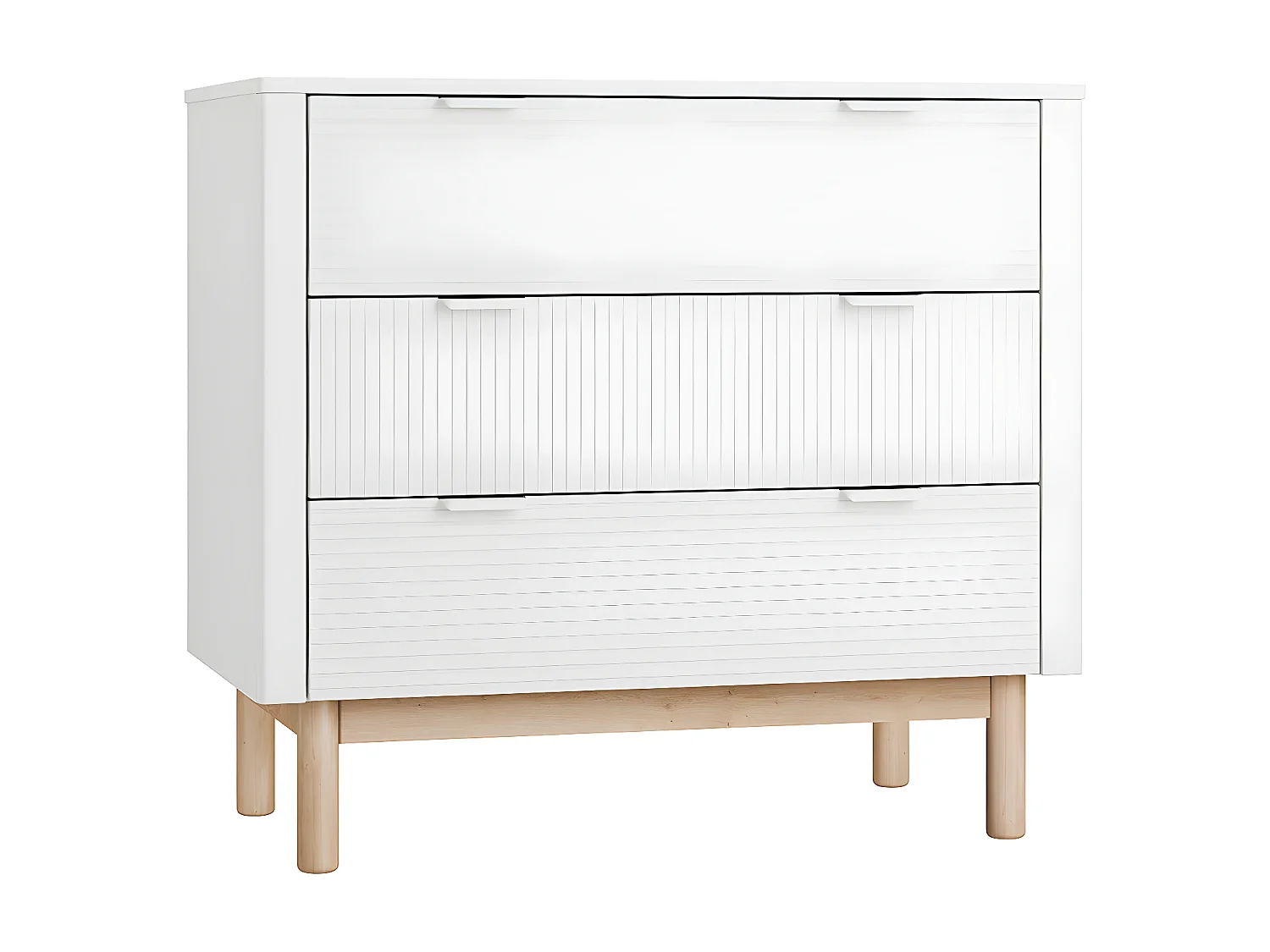 Lit évolutif 60x120 et commode 3 tiroirs Miloo Blanc