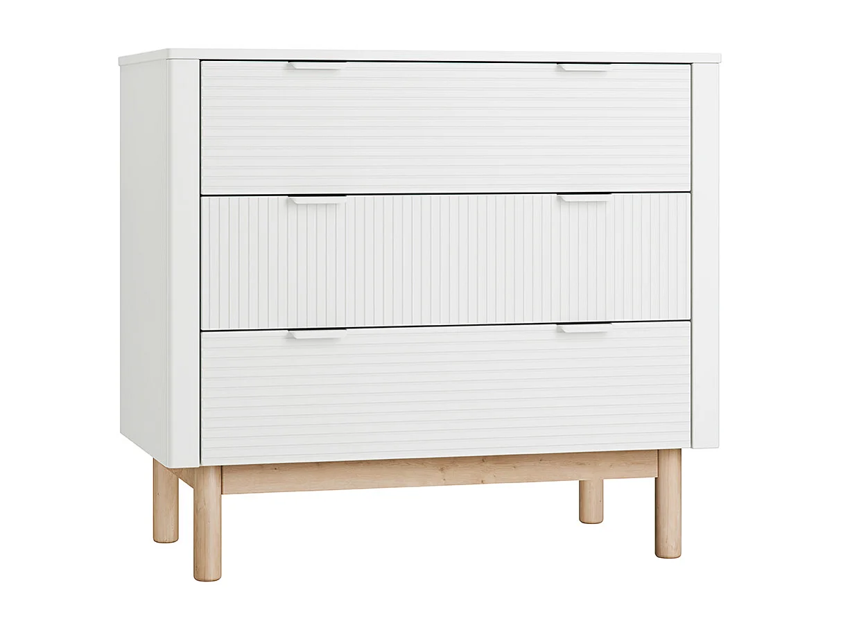 Lit évolutif 60x120 et commode 3 tiroirs Miloo Blanc