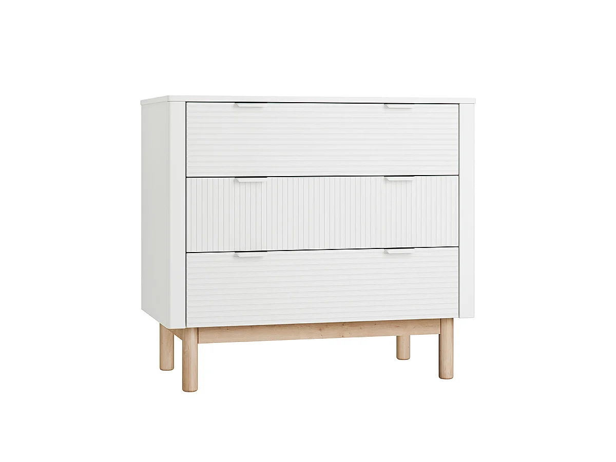 Lit évolutif 60x120 et commode 3 tiroirs Pinio Miloo Blanc