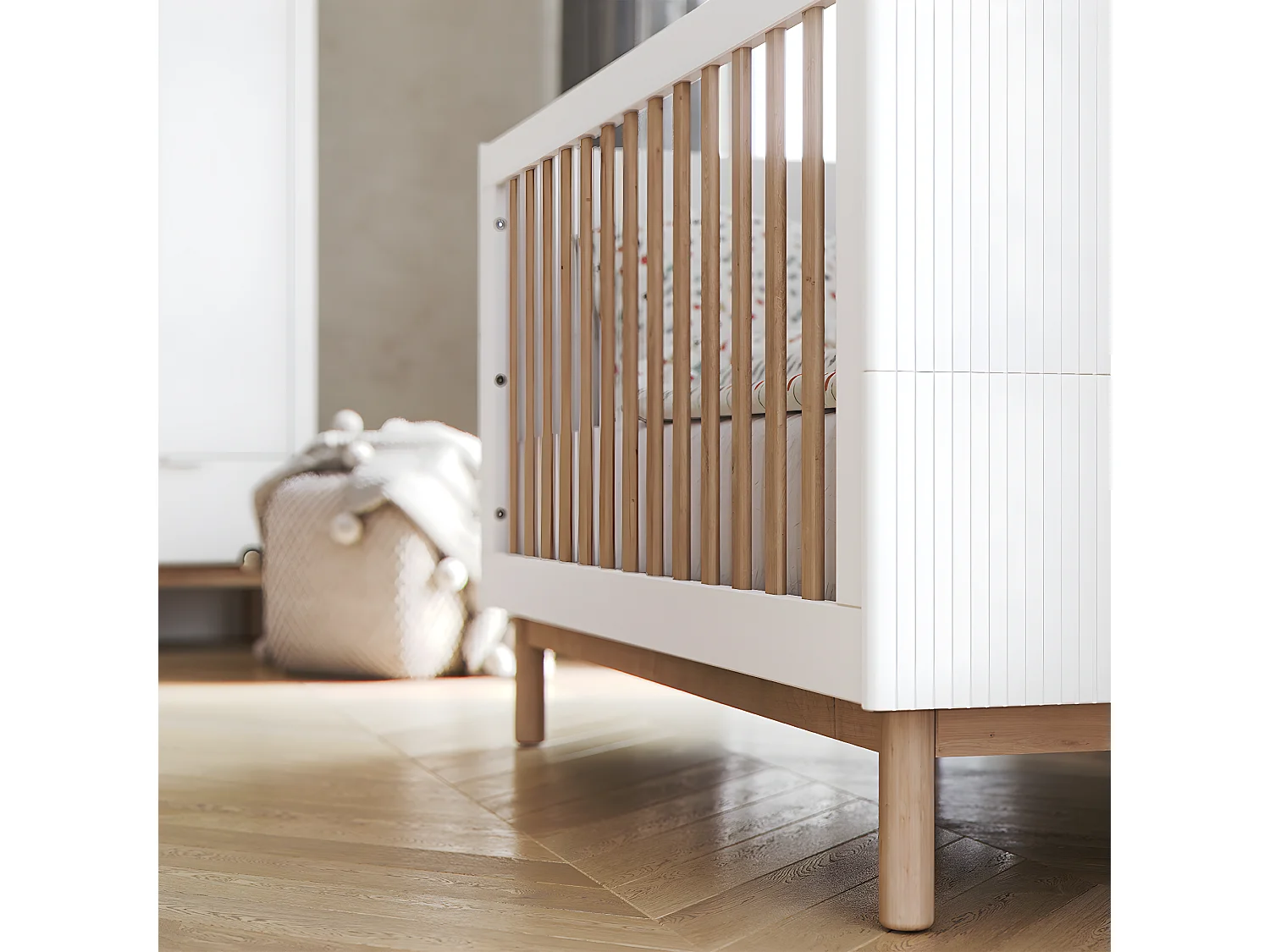 Lit évolutif 70x140 et commode 3 tiroirs Miloo Blanc