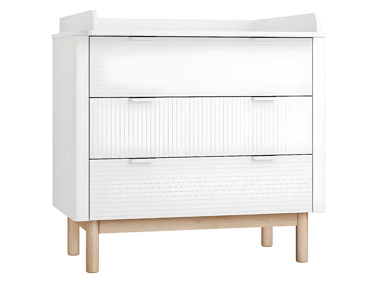 Chambre complète lit évolutif 70x140 commode à langer et armoire 3 portes Miloo Blanc