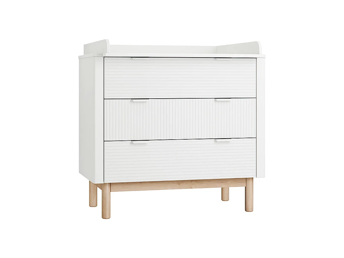Chambre complète lit évolutif 70x140 commode à langer et armoire 3 portes Miloo Blanc