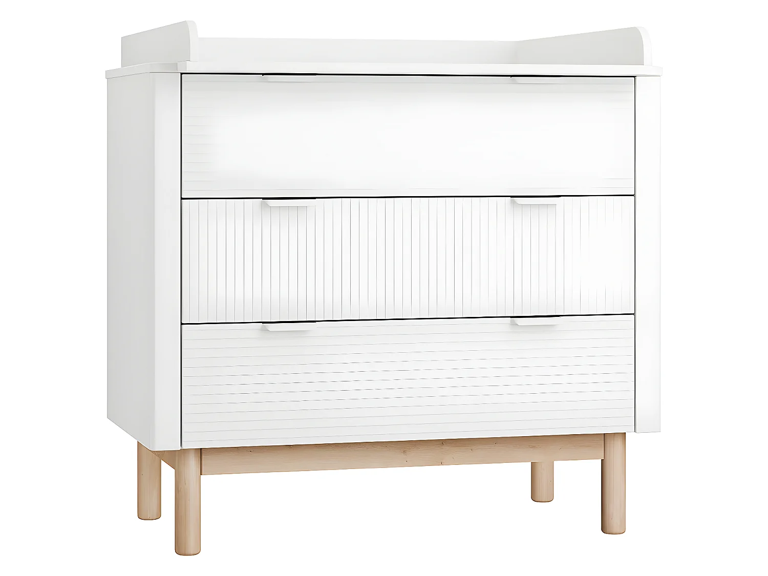 Chambre complète lit évolutif 60x120 commode à langer et armoire 3 portes Miloo Blanc