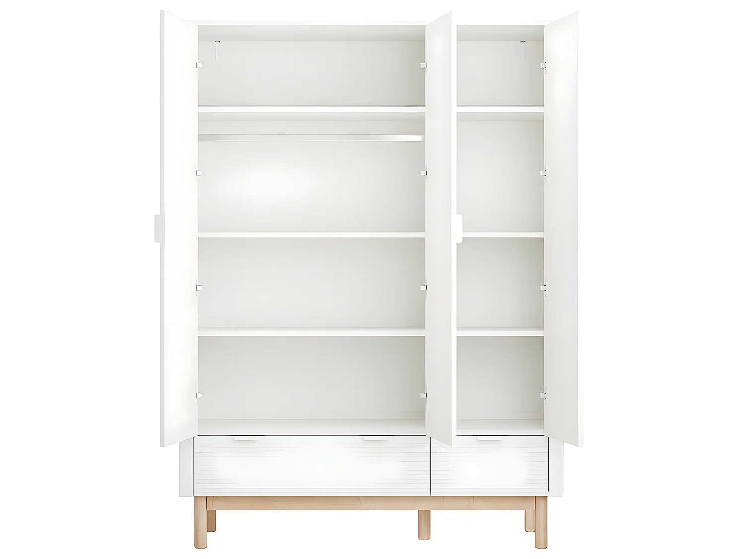 Chambre complète lit évolutif 60x120 commode à langer et armoire 3 portes Miloo Blanc