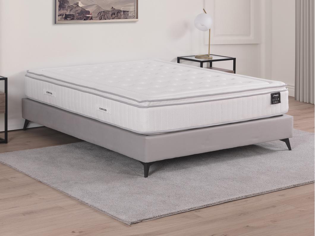 Matelas 160 x 200 cm anti-feu ressorts ensachés 5 zones, mémoire de forme et surmatelas intégré ép.28cm - OROS de YSMÉE HÔTEL