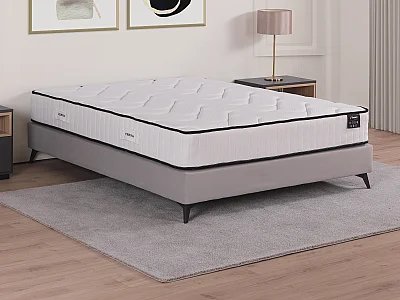 Matelas 140 x 190 cm hybride anti-feu ressorts ensachés 5 zones et mémoire de forme ép.25cm - VERNA de YSMÉE HÔTEL