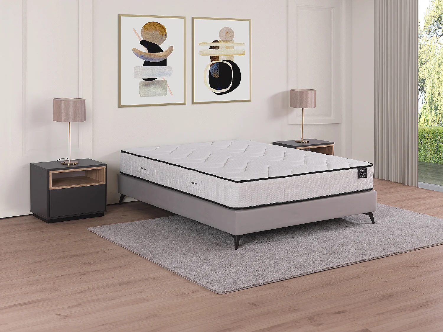 Matelas 180 x 200 cm hybride anti-feu ressorts ensachés 5 zones et mémoire de forme ép.25cm - VERNA de YSMÉE HÔTEL