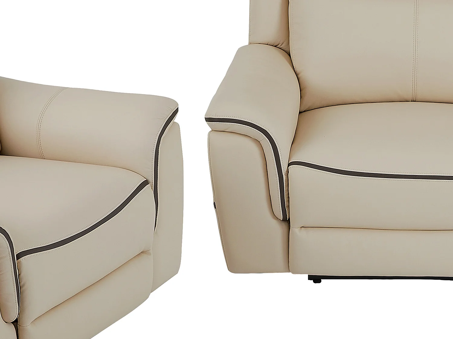 Kanapa 3-osobowa i fotel z elektryczną funkcją relax z beżowej skóry - ADELIO