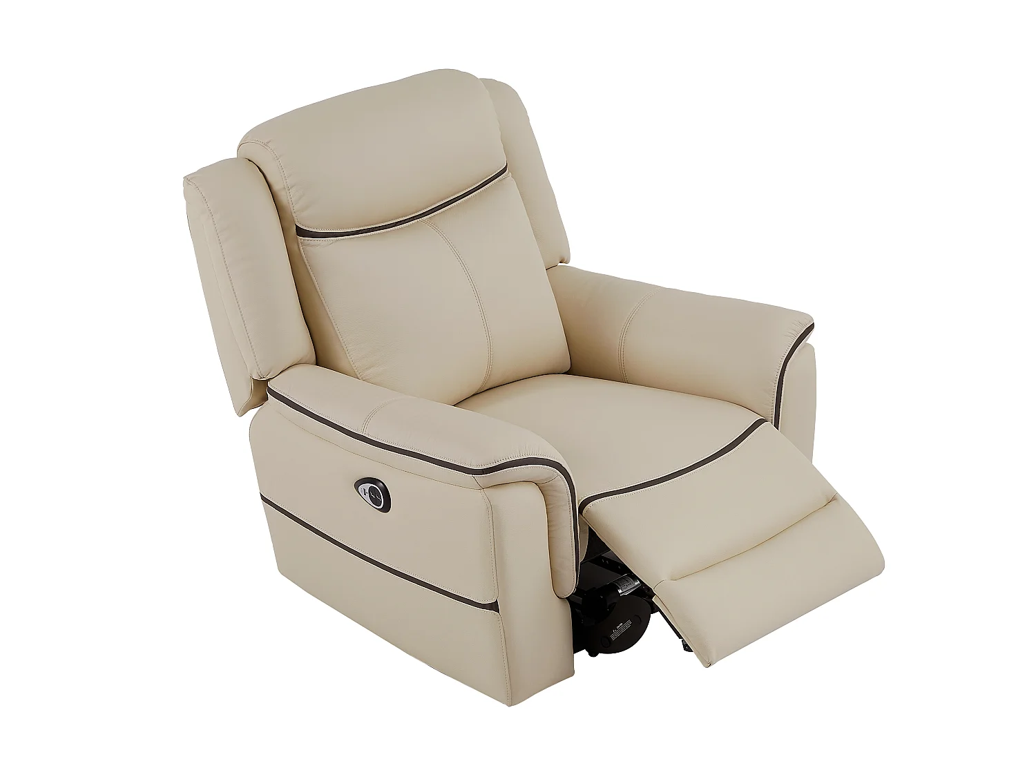 Kanapa 3-osobowa i fotel z elektryczną funkcją relax z beżowej skóry - ADELIO