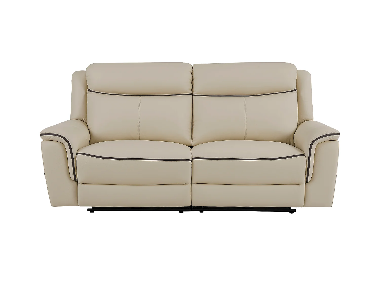 Sofá 3 plazas y sillón relax eléctrico de cuero beige ADELIO