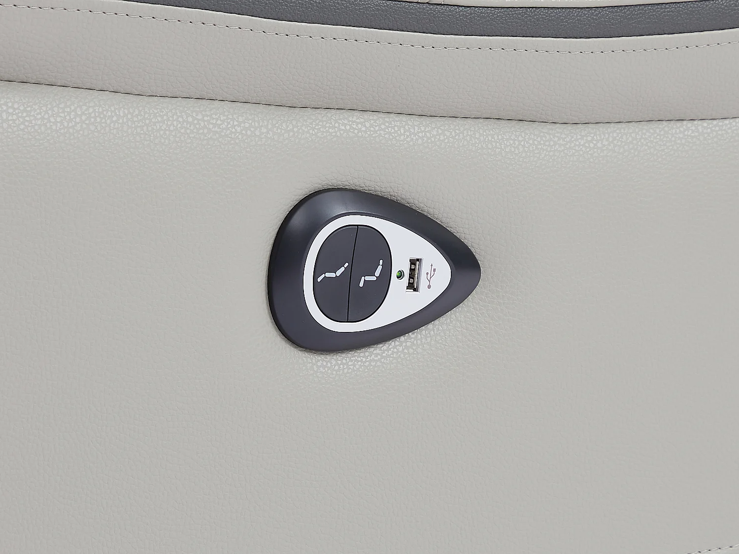 Sofá de 3 plazas y sillón reclinable eléctrico de cuero gris claro ADELIO