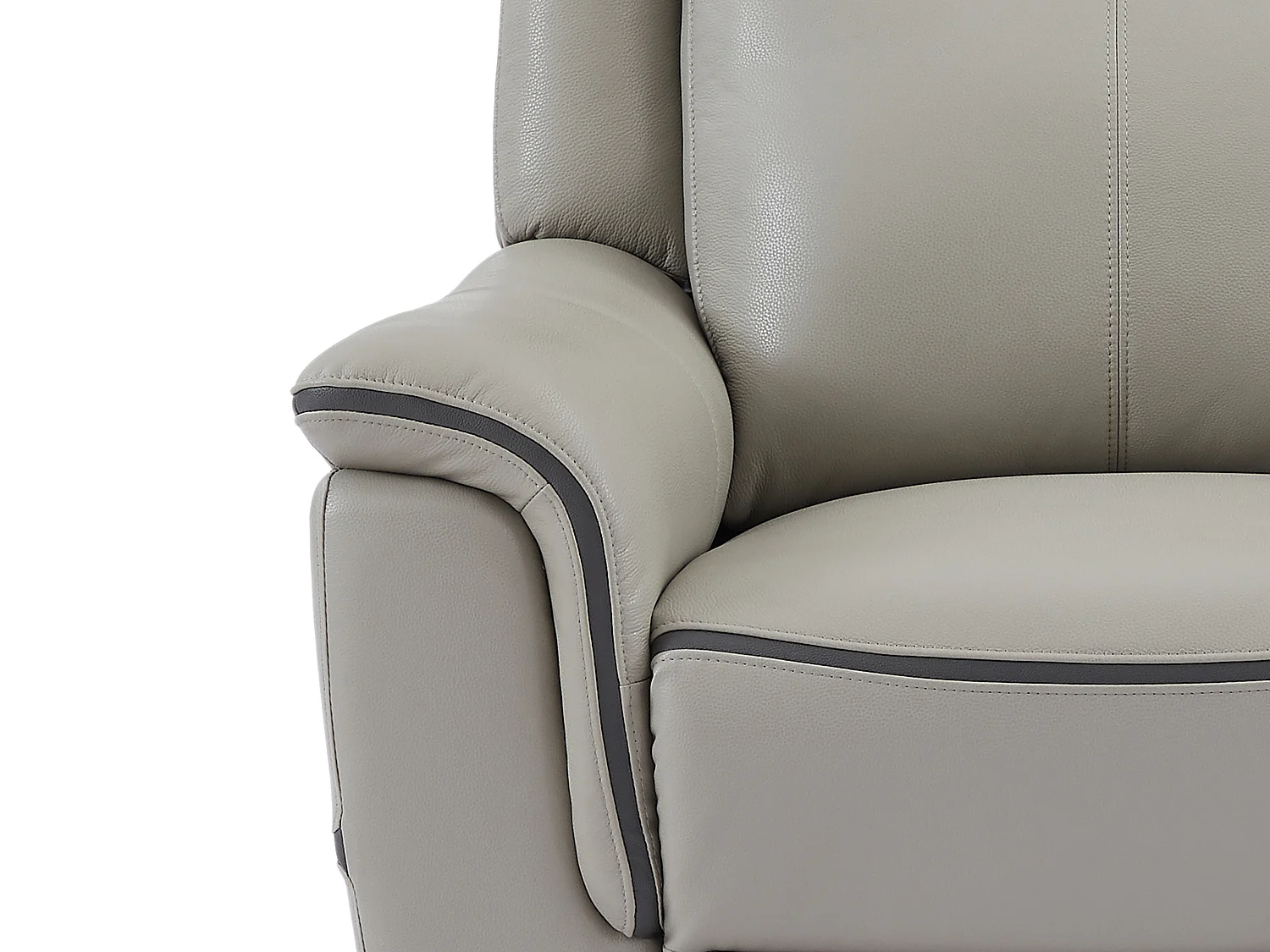 Sofá de 3 plazas y sillón reclinable eléctrico de cuero gris claro ADELIO