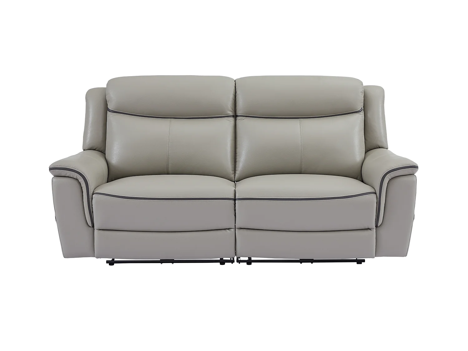 Sofá de 3 plazas y sillón reclinable eléctrico de cuero gris claro ADELIO