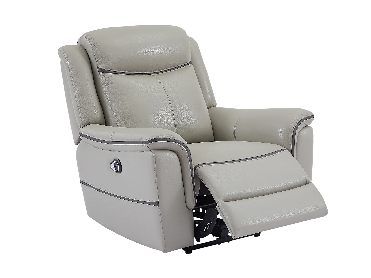 Relaxsofa 3-Sitzer & Relaxsessel elektrisch - Leder - Hellgrau - ADELIO