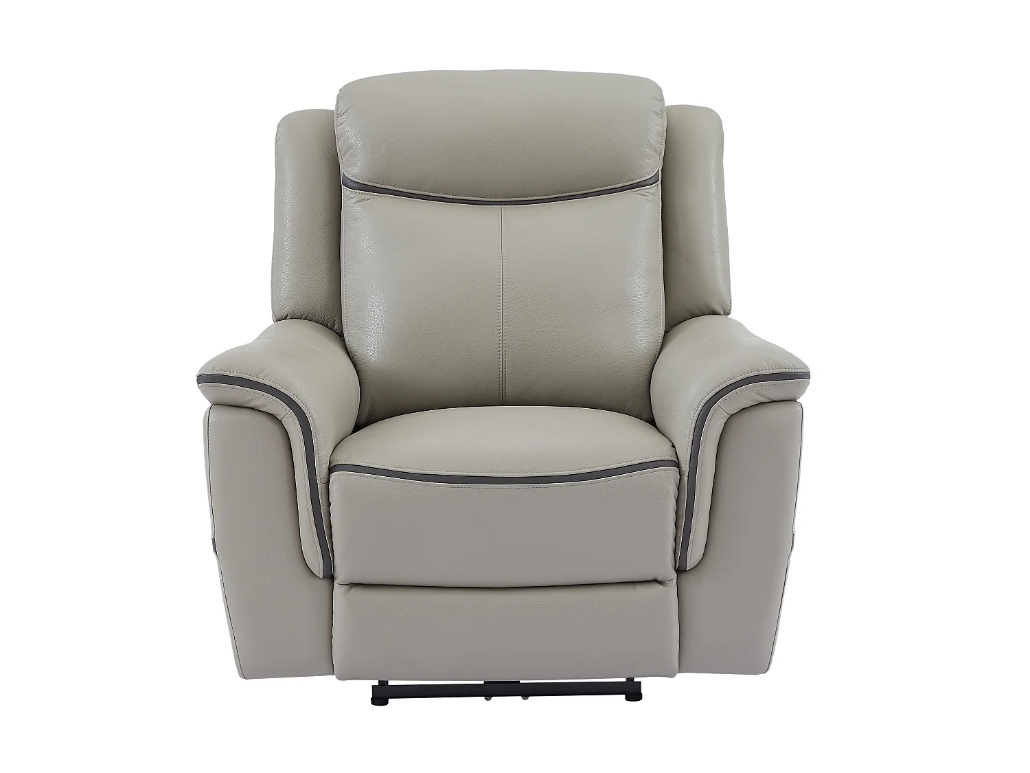 Relaxsofa 3-Sitzer & Relaxsessel elektrisch - Leder - Hellgrau - ADELIO