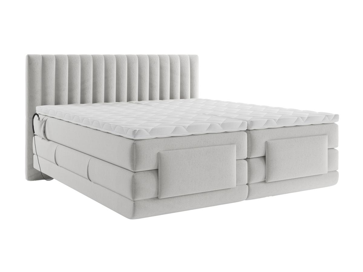 Boxspringbett mit vertikalen Ziernähten am Kopfteil + elektrischem Unterges günstig online kaufen