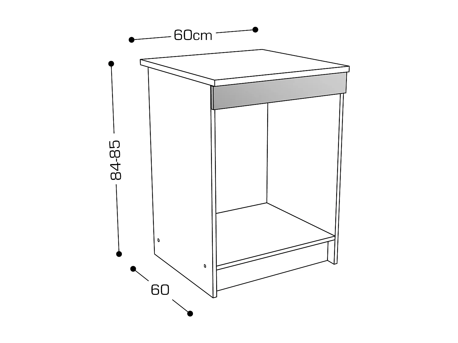 Komplet køkken - Med arbejdsbord 180 cm - Naturligt og Sort - TRATTORIA