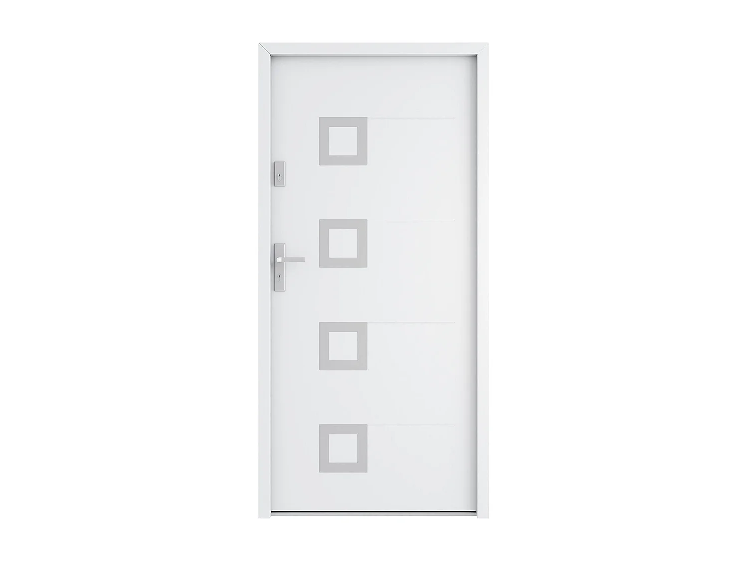 Porte d'entrée en acier pleine et inox H207 x L100 cm blanc - poussant droit - TIFANA