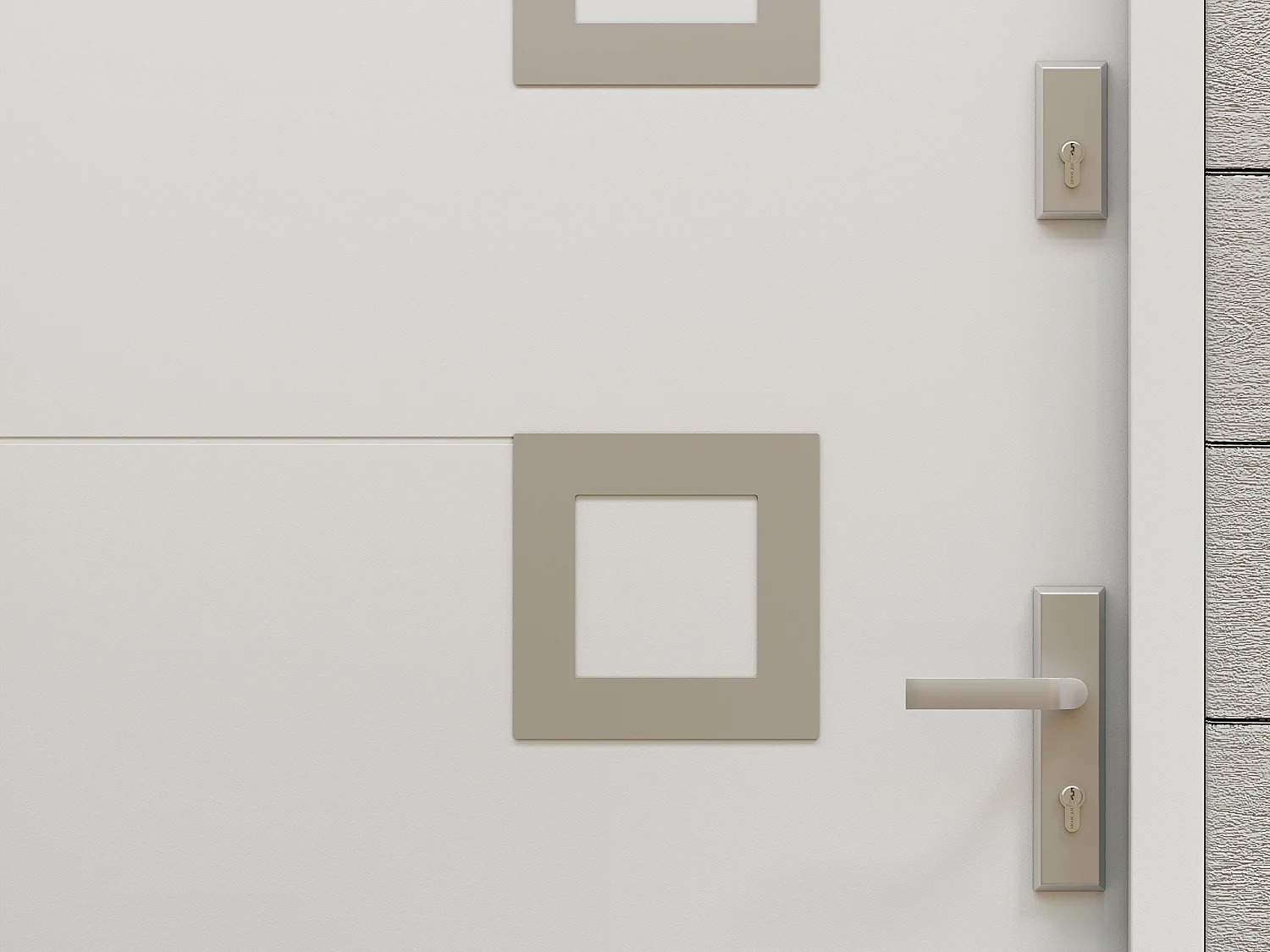 Voordeur van massief staal met accenten van inox – H207 x B100 cm – Wit – Draait links open – TIFANA